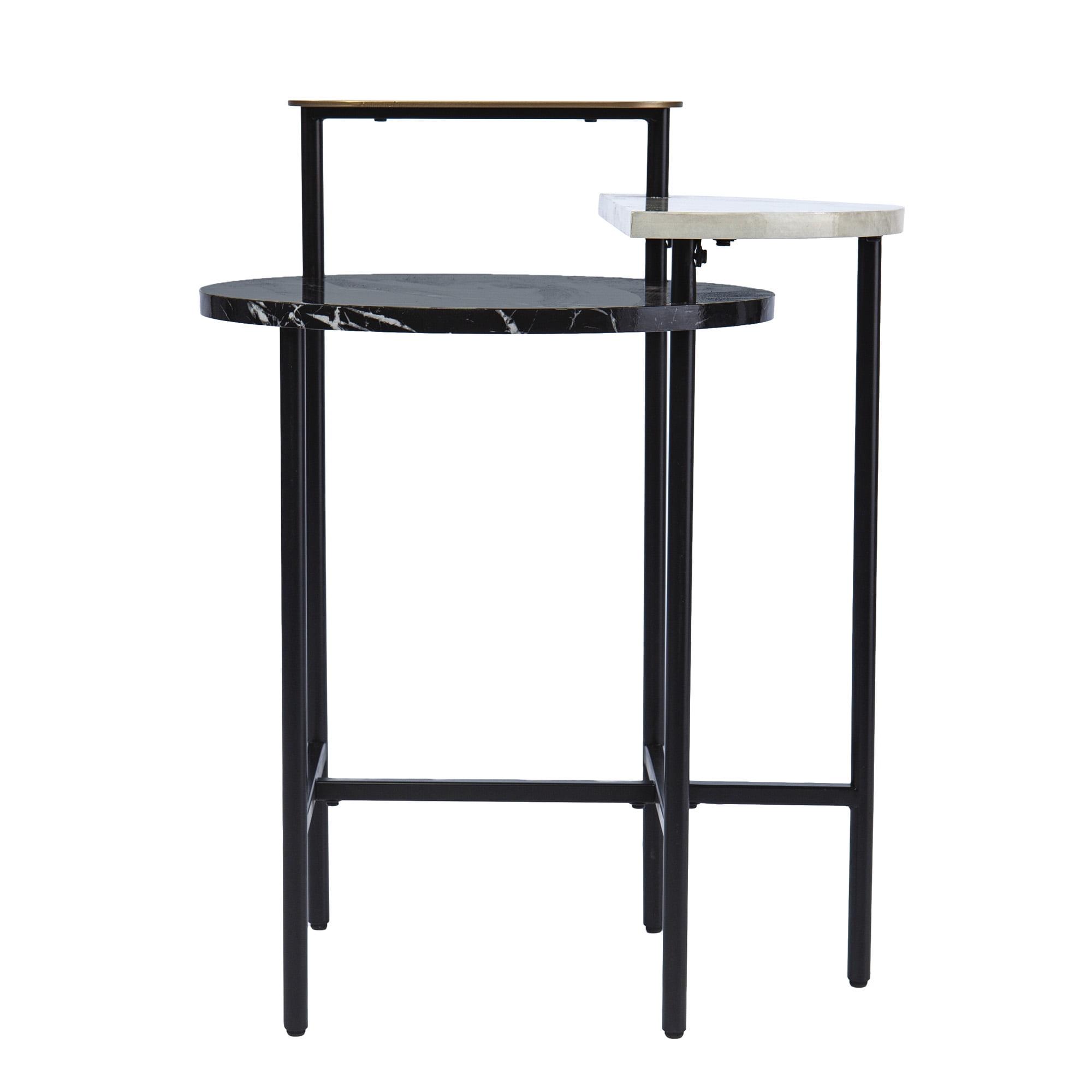 SEI Furniture Arcklid Metal-Faux Marble End Table with Storage in Black