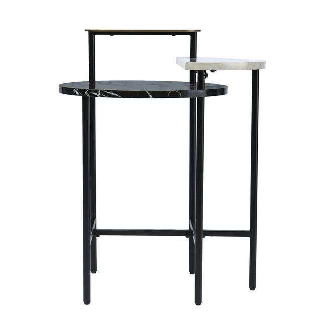 SEI Furniture Arcklid Metal-Faux Marble End Table with Storage in Black