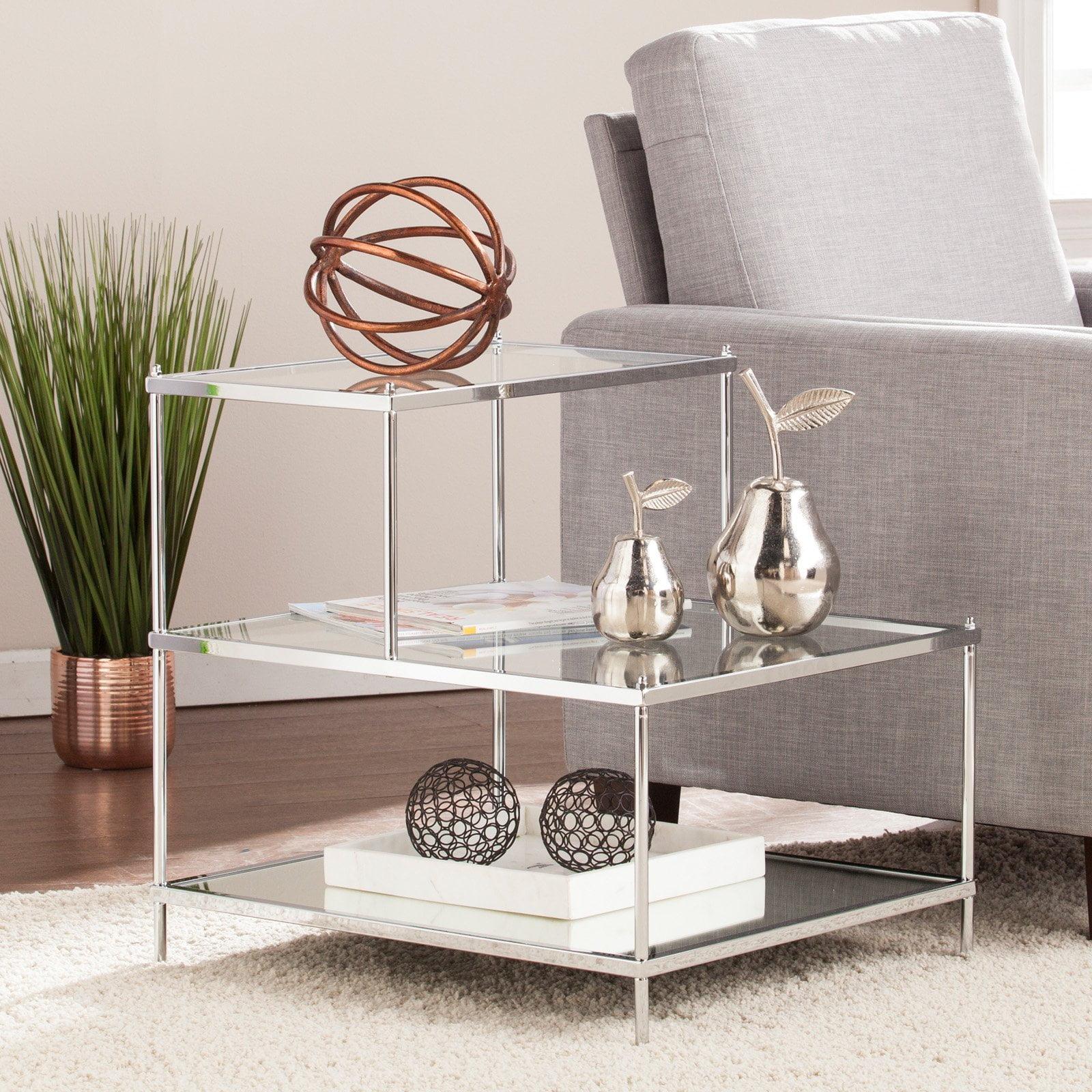 Chic Knox Glam Mirrored & Chrome-Plated Metal Accent Table