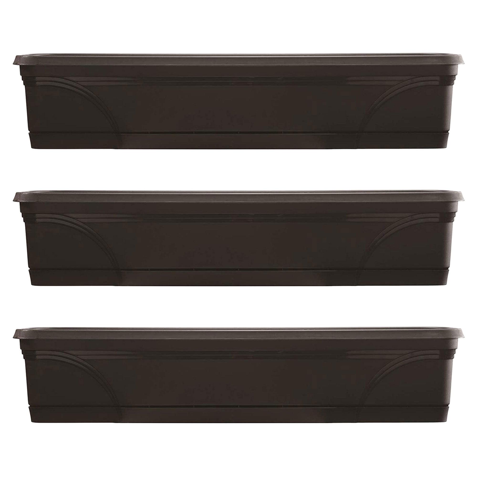 Medallion Black 36" Resin Hanging Windowsill Garden Box Planter - Set of 3