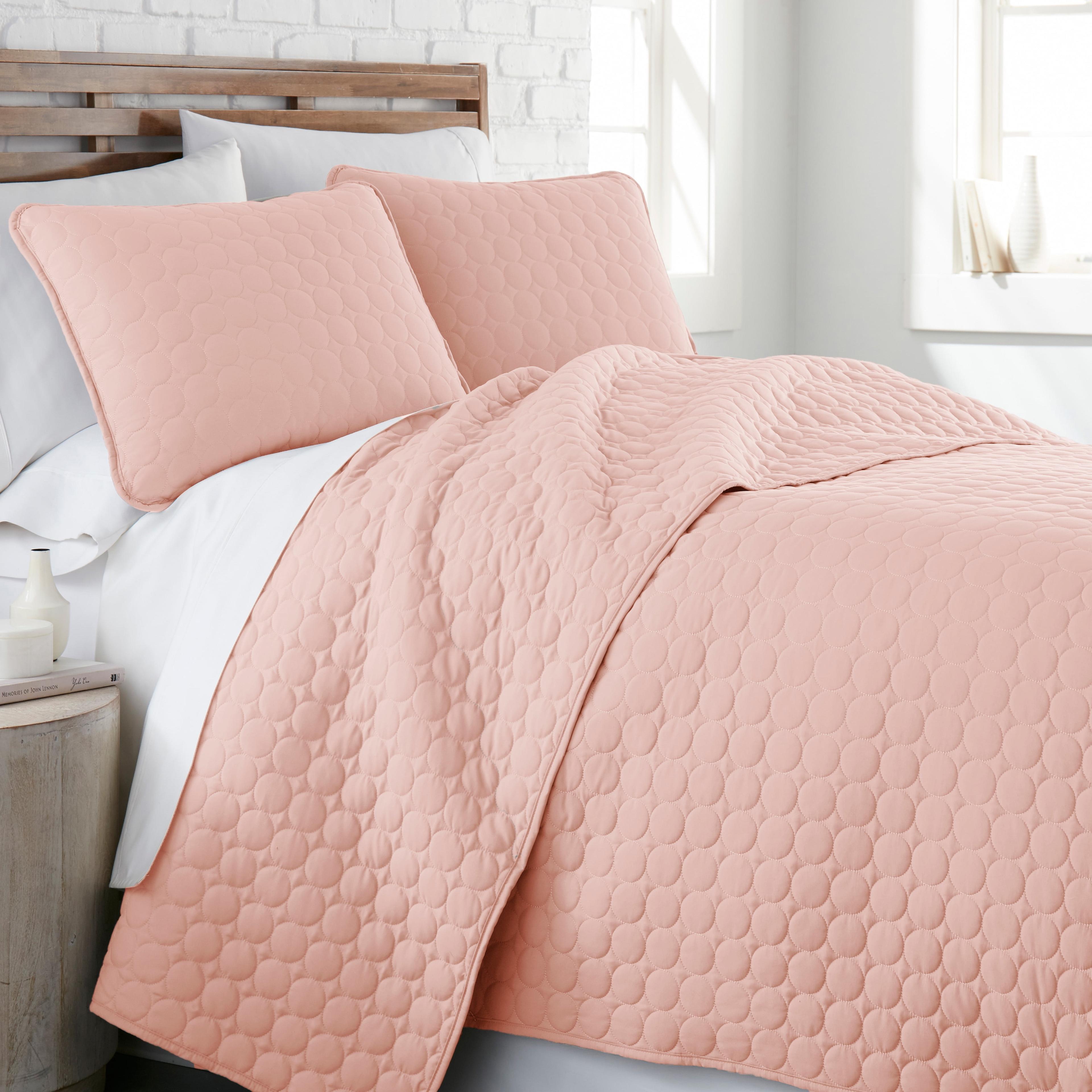 Pastel Pink Twin Microfiber Quilt Set with Shams