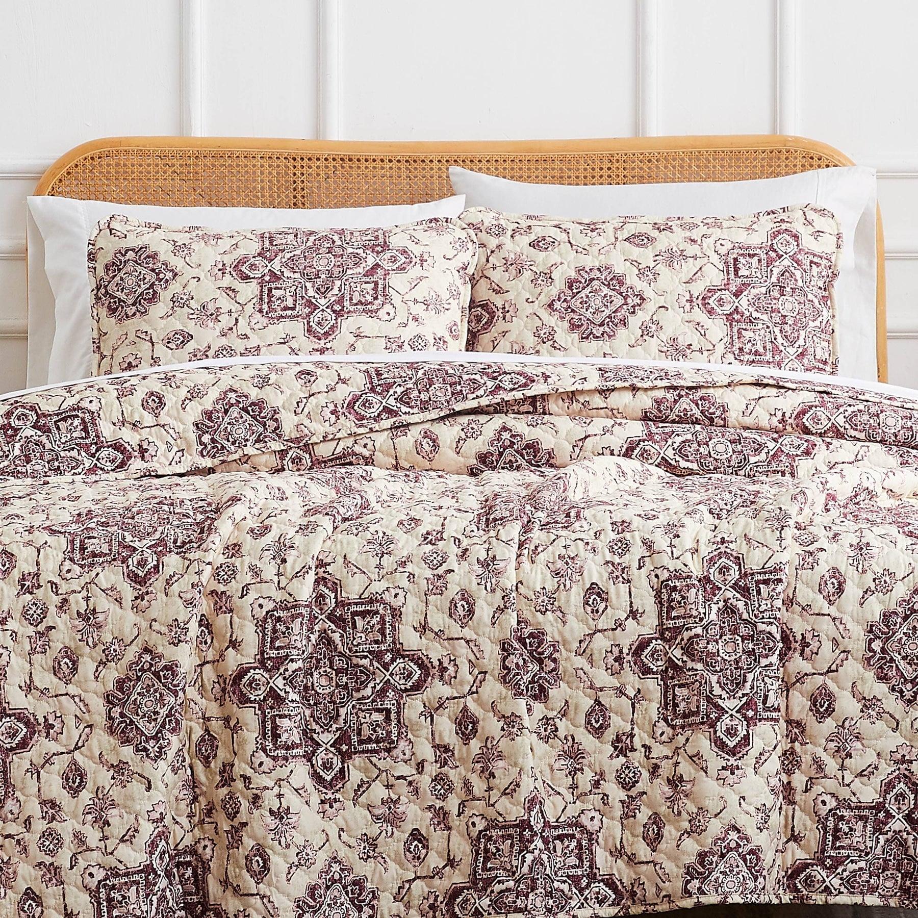 Southshore Fine Living Oversized Persia Lightweight 3-Piece Quilt Set Eggplant Full / Queen