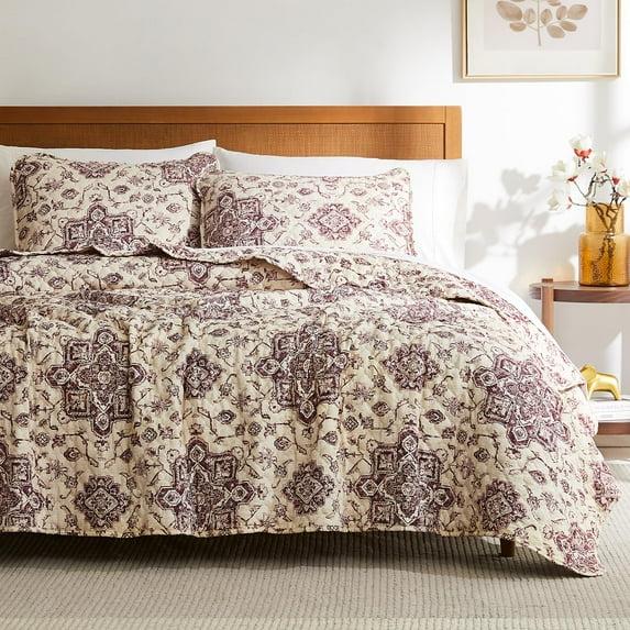Southshore Fine Living Oversized Persia Lightweight 3-Piece Quilt Set Eggplant Full / Queen