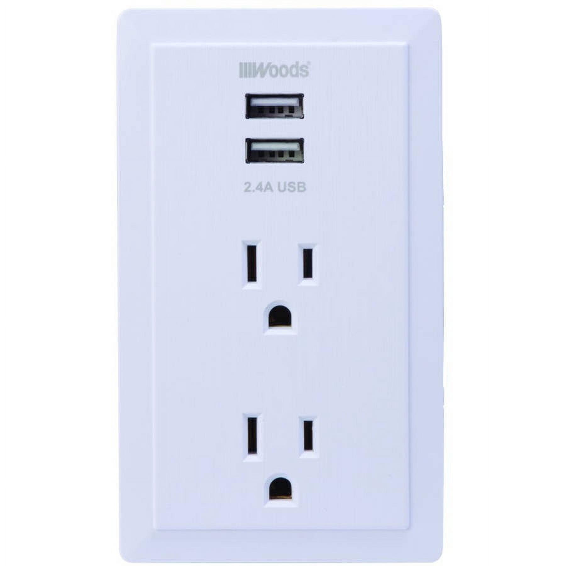 White Tamper Resistant Wall Outlet with 2 USB Ports