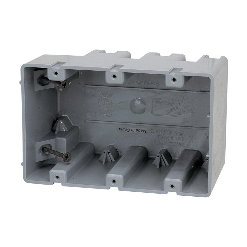 Madison Electric 3-Gang Gray PVC Electrical Box