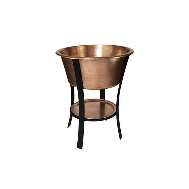 Ambiente Mexican Copper Crafts Ice Bucket 24x30" Round -  Wine Ice Bucket - Bar Ice Bucket with Stand