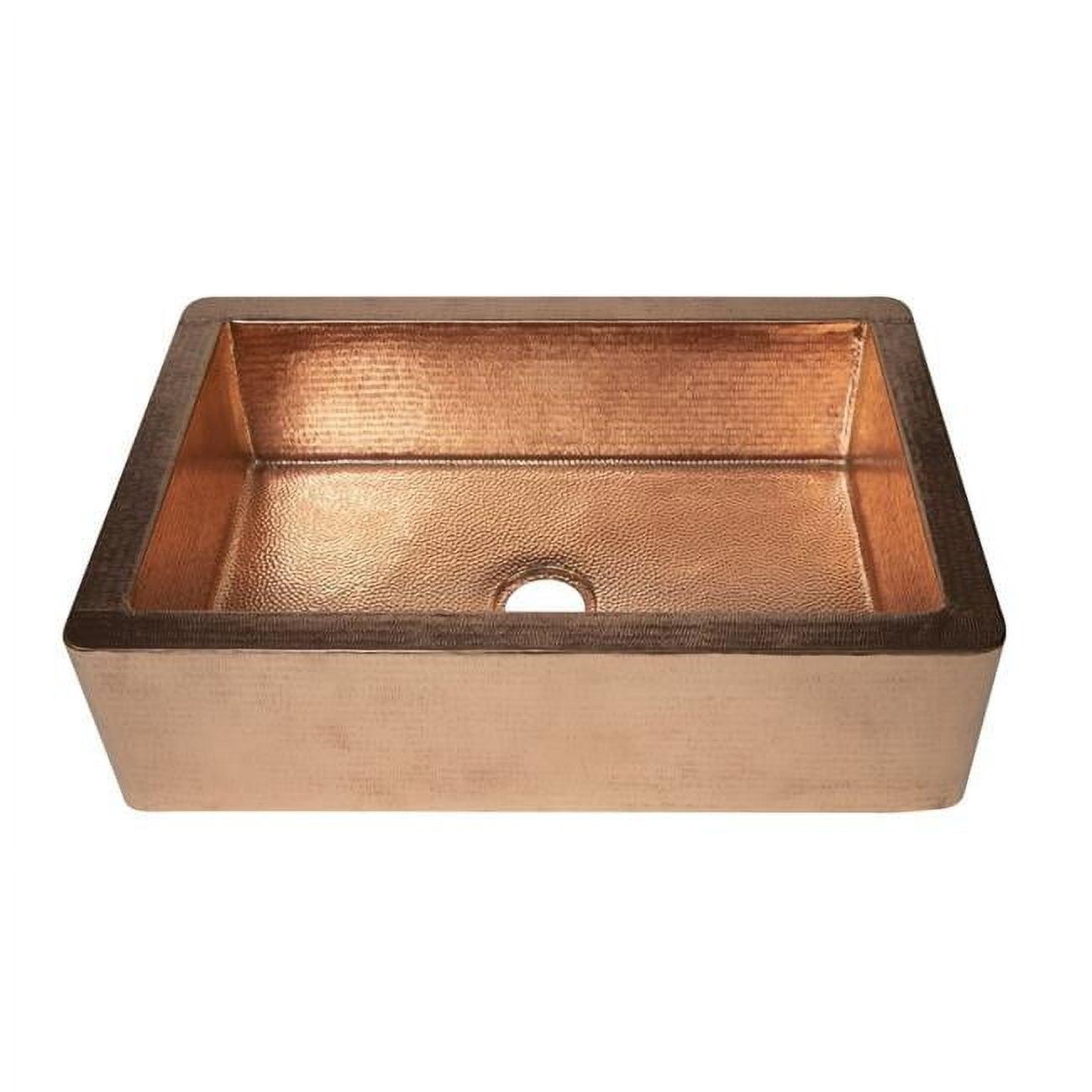 33" Shiny Hammered Copper Farmhouse Drop-in Sink