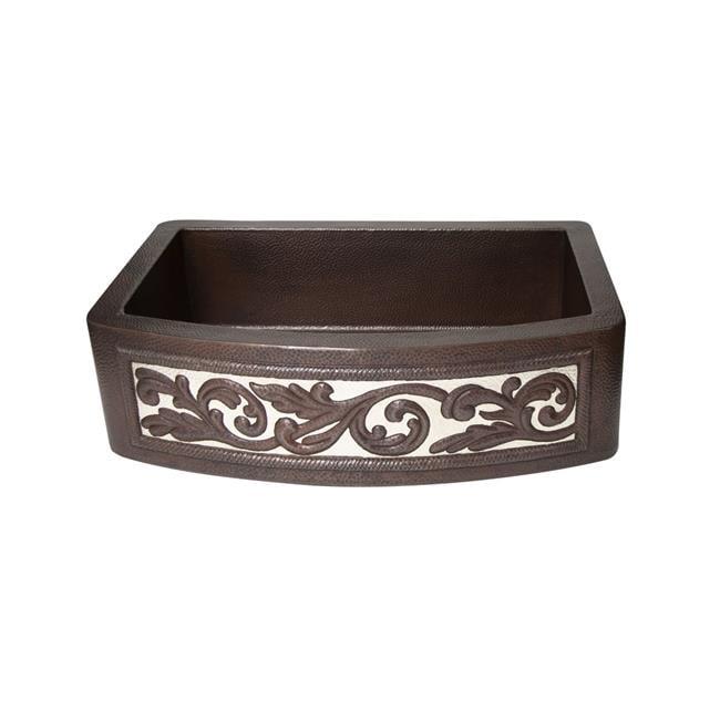 Ambiente Mexican Copper Crafts 33x22" Rectangular Single Bowl Kitchen Sink – Farmhouse Apron Drop-In Sink – 16 Gauge Bronze Copper Undermount Sink – Durable Copper Kitchen Accessories