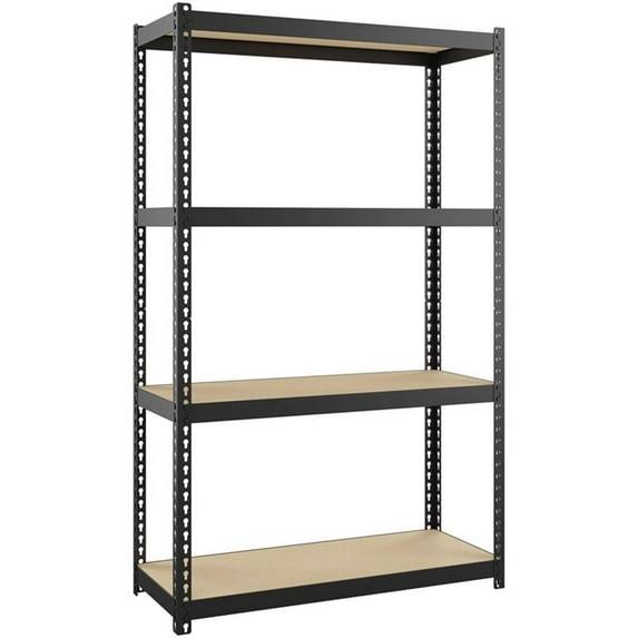 Space Solutions 1000 Riveted Metal Shelving 4-Shelf Unit in Black