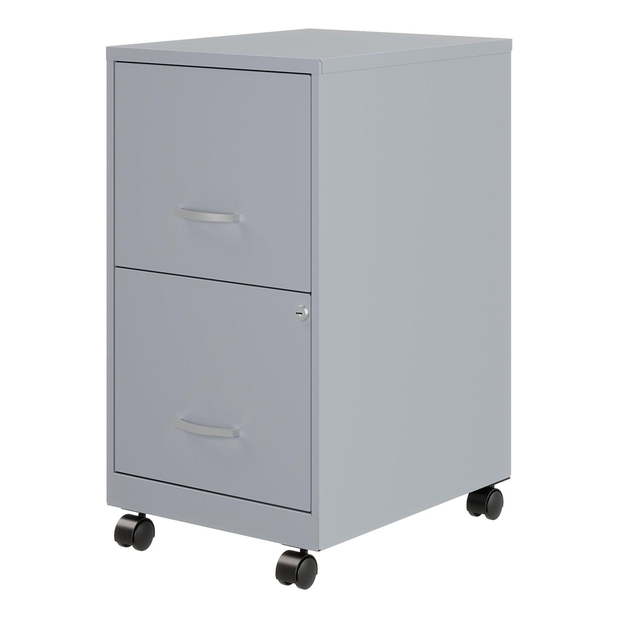 Gray Mobile 2-Drawer Lockable Metal File Cabinet