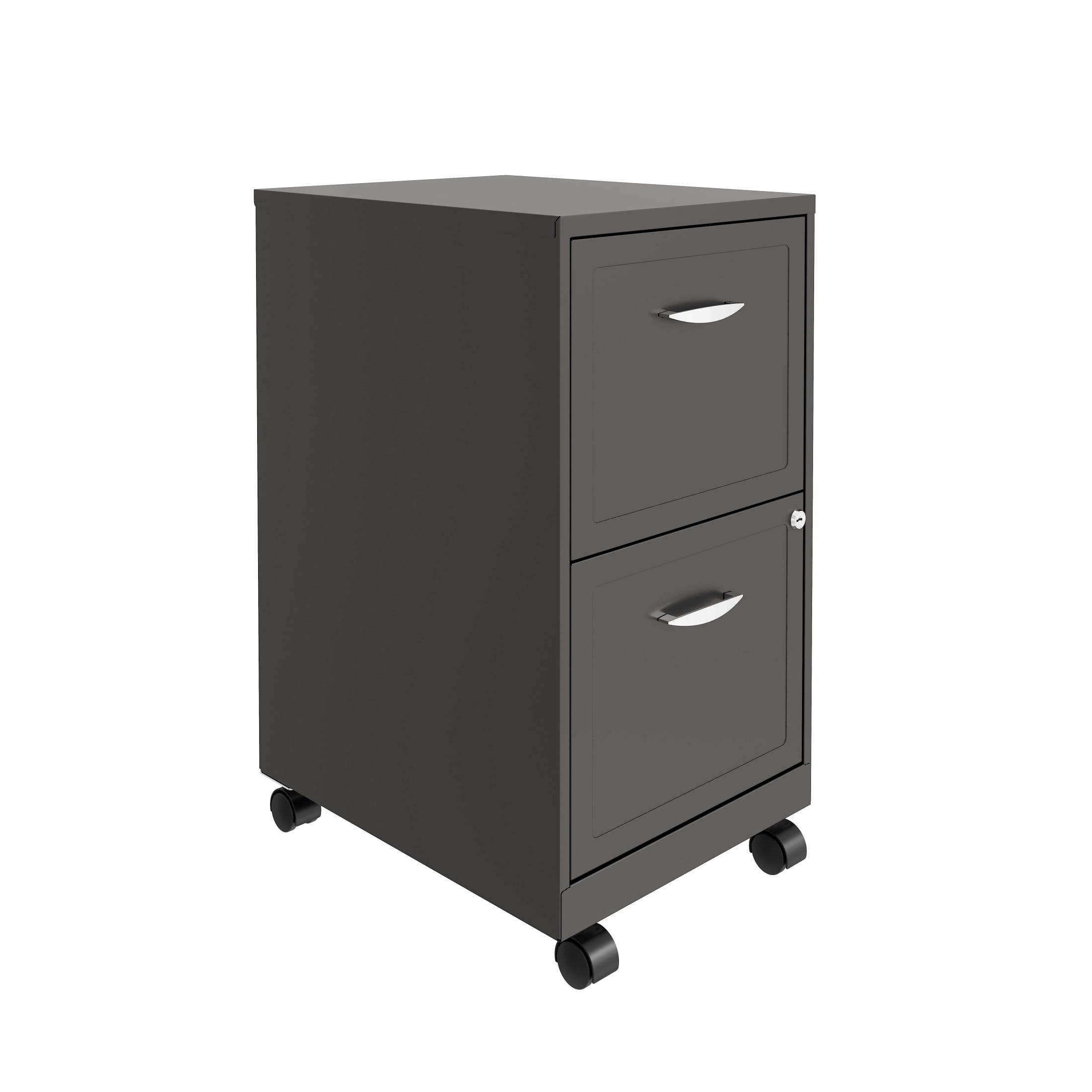 Space Solutions Wide Metal Mobile Organizer File Cabinet for Office Supplies and Hanging File Folder