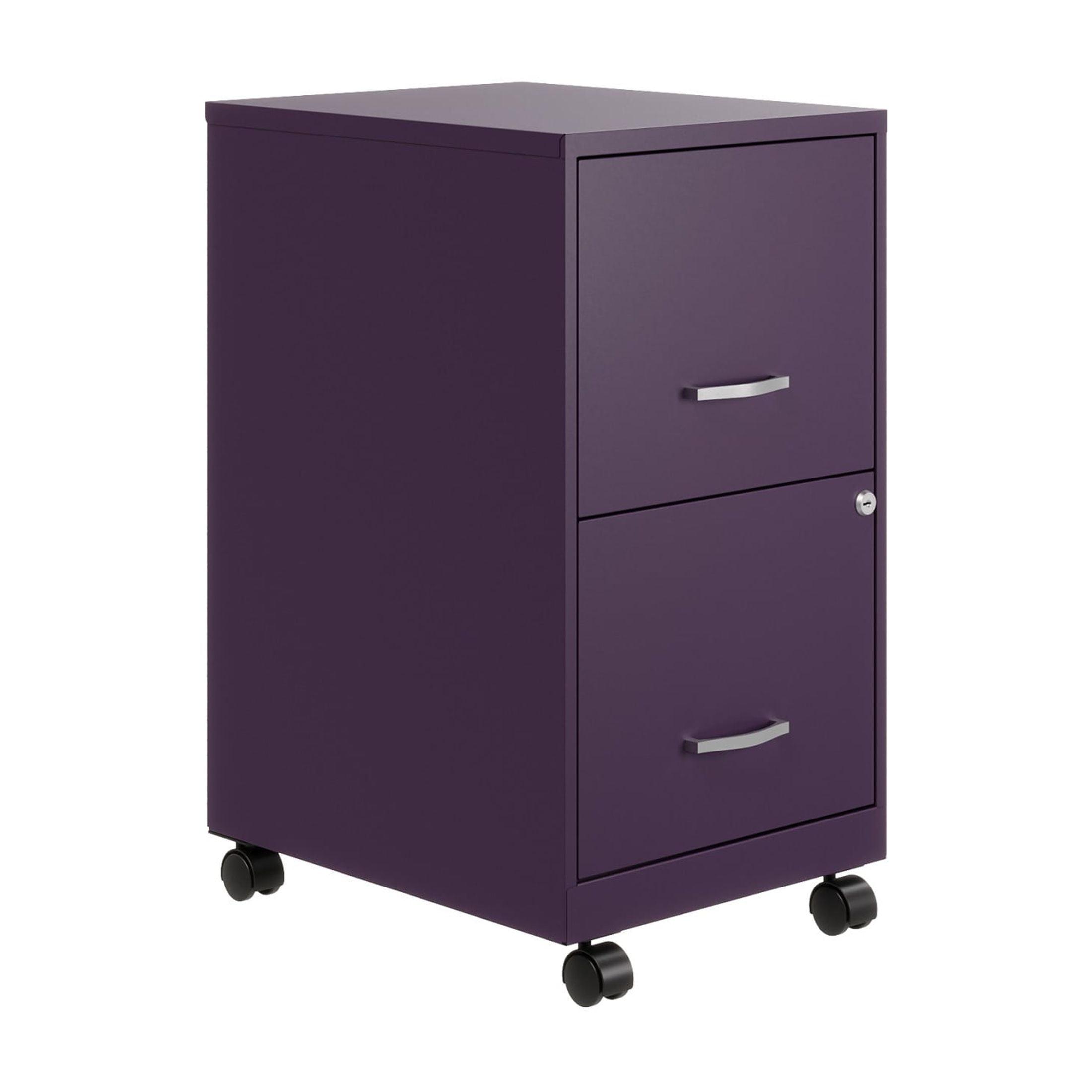 Midnight Purple 2-Drawer Mobile Metal Filing Cabinet