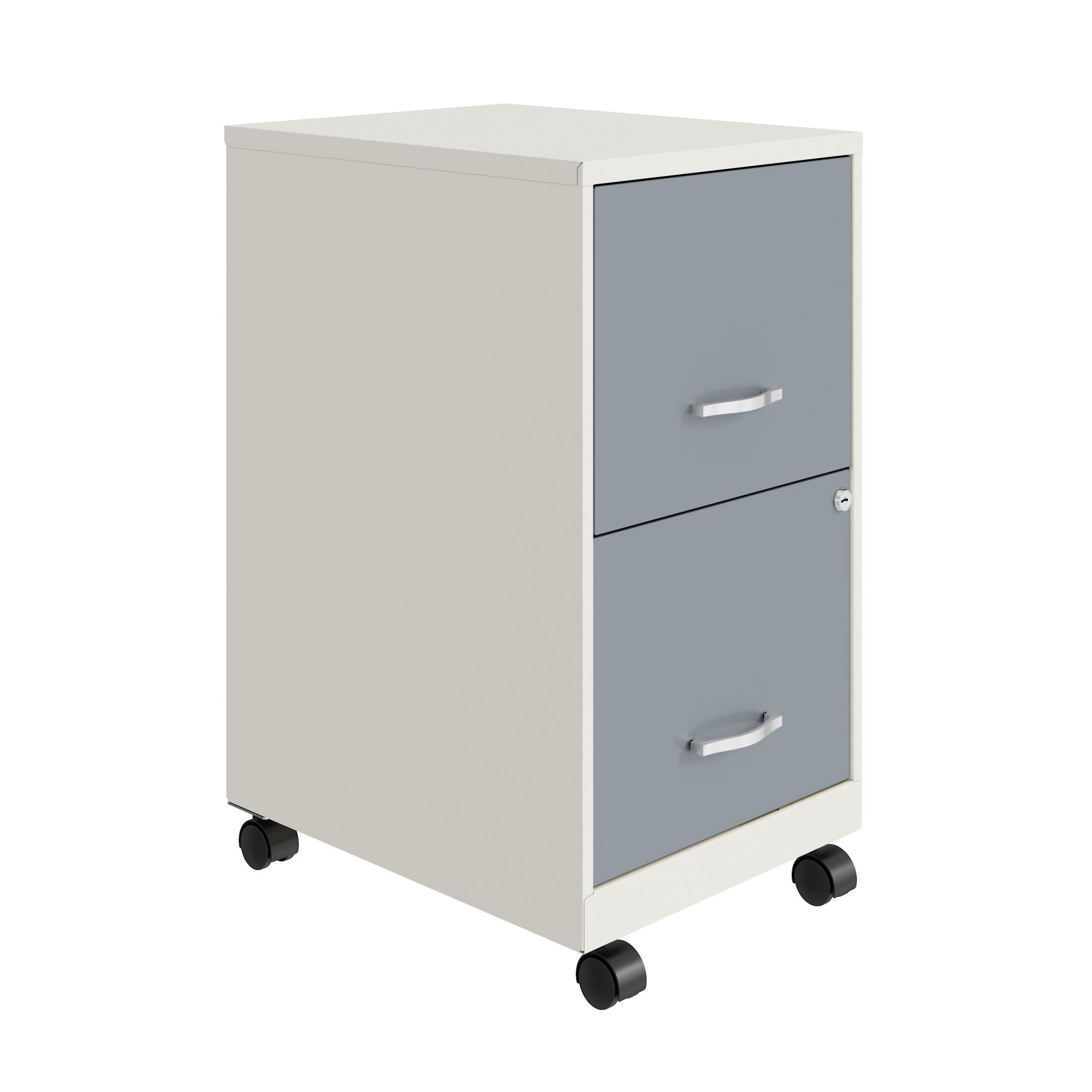 Space Solutions 18" Deep Letter Width Vertical File Cabinet - Pearl White and Platinum: 2 Drawer Steel Filing Cabinet