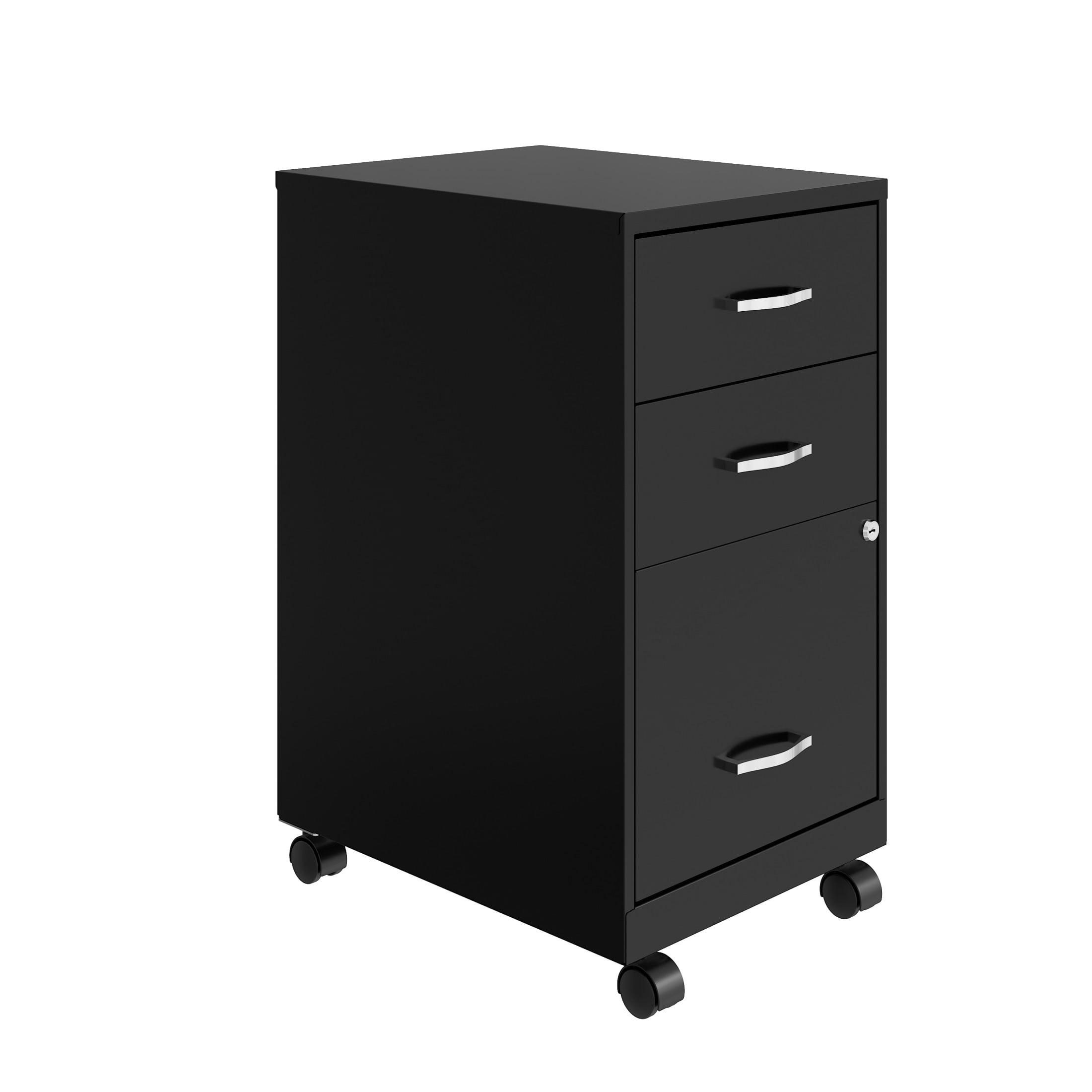 Black Metal 3-Drawer Mobile Lockable Pedestal Cabinet