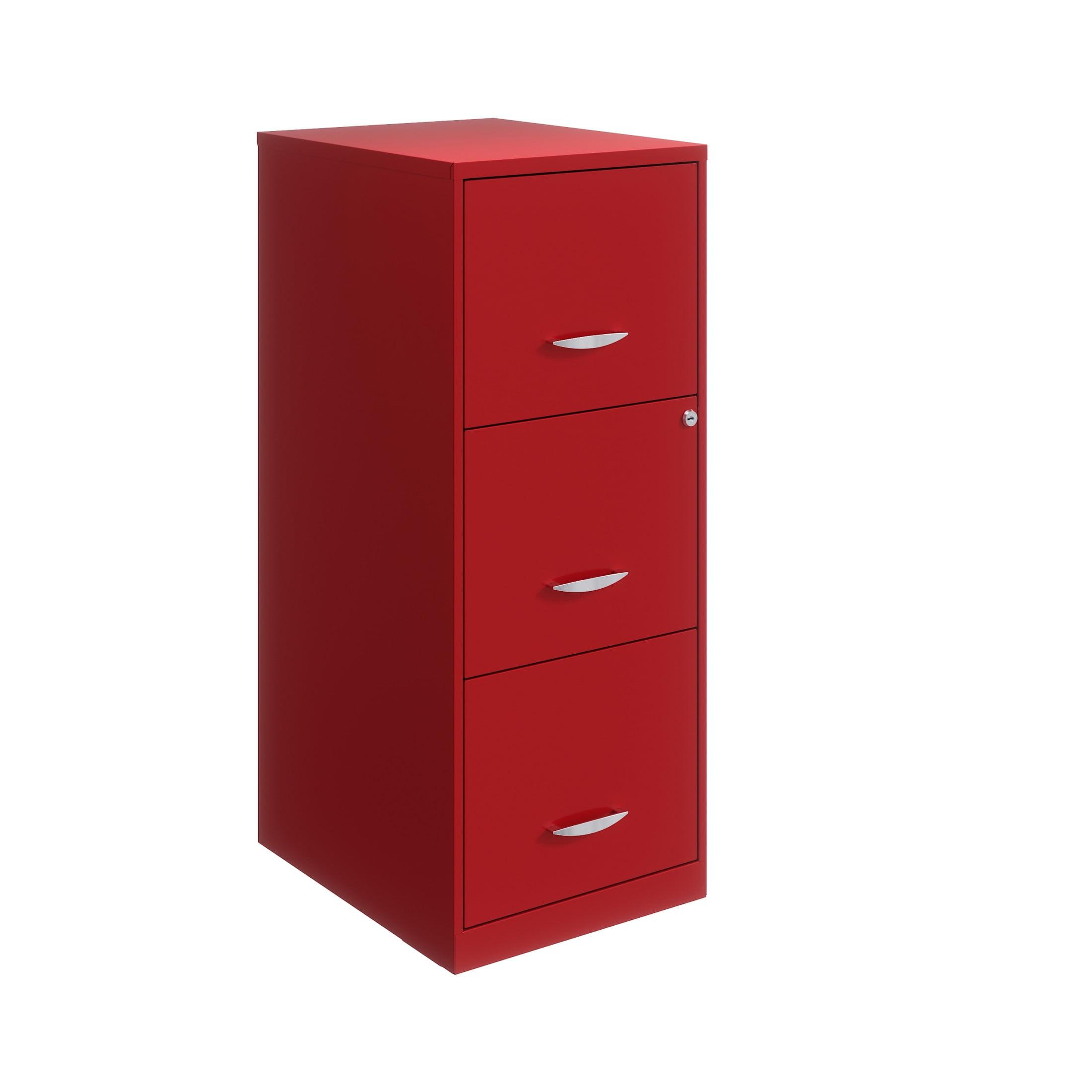 Lava Red 3-Drawer Lockable Vertical File Cabinet