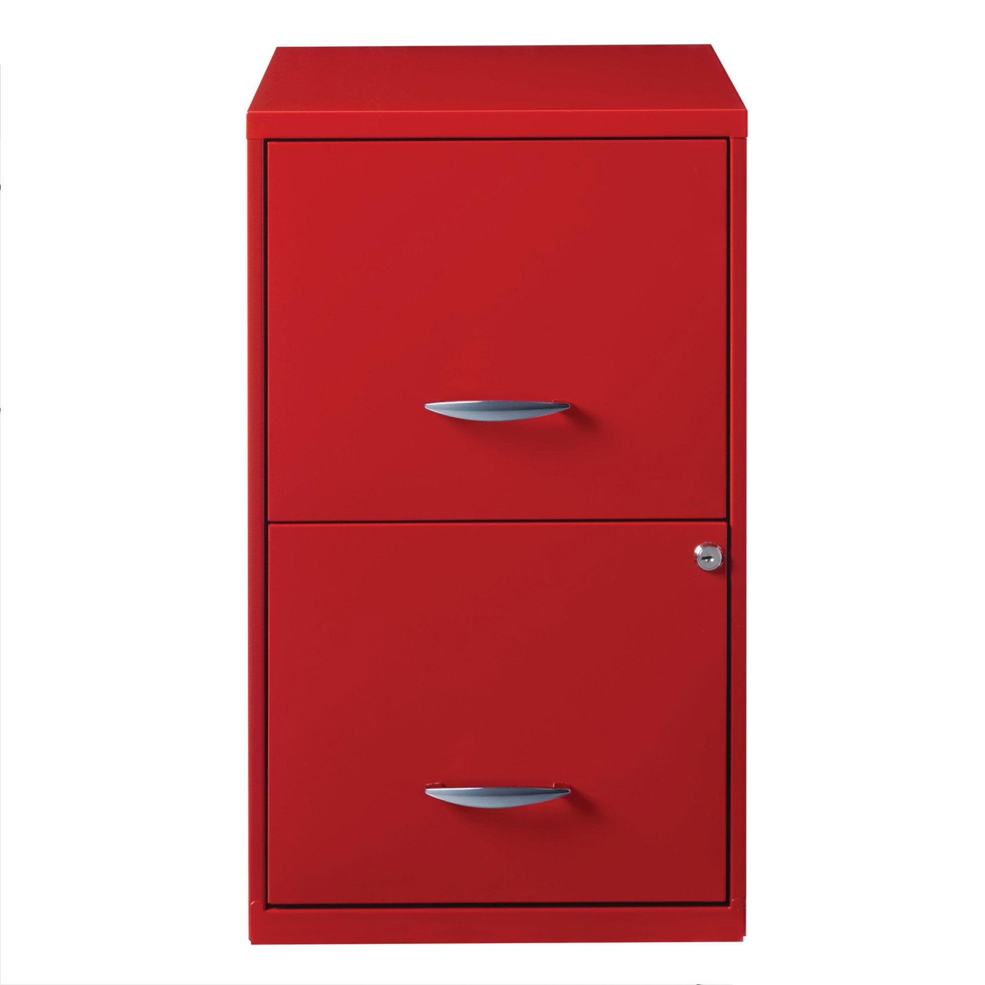 Red 2-Drawer Lockable Mobile File Cabinet