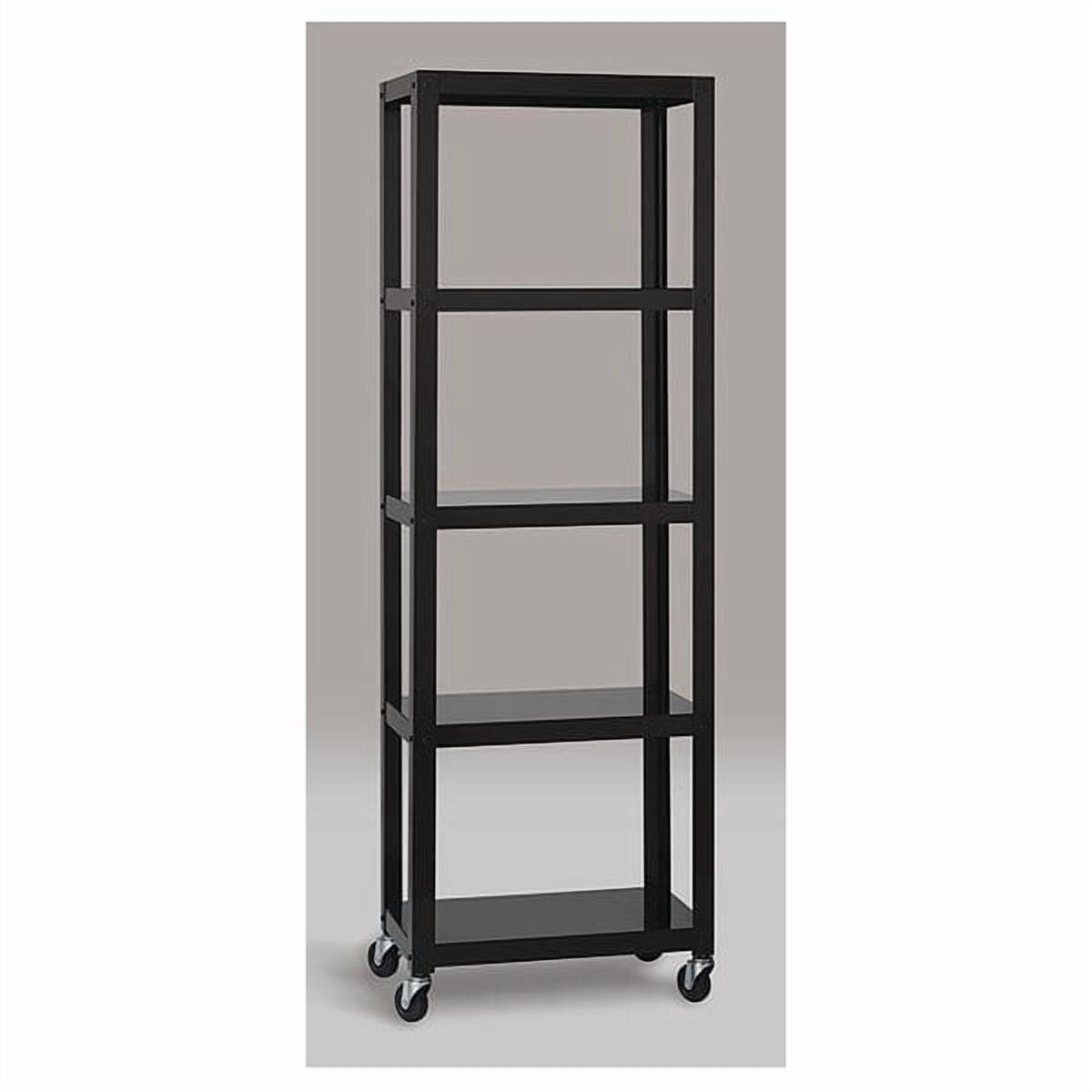 Space Solutions Ready-to-Assemble 72"H Mobile 5-Shelf Bookcase in Black