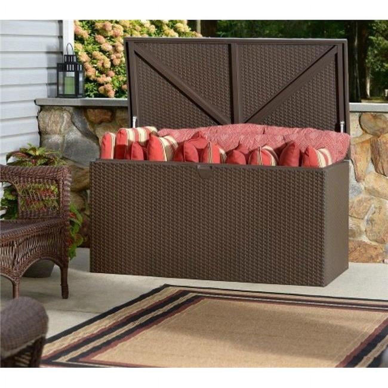 Espresso Metal and Wicker Outdoor Storage Deck Box