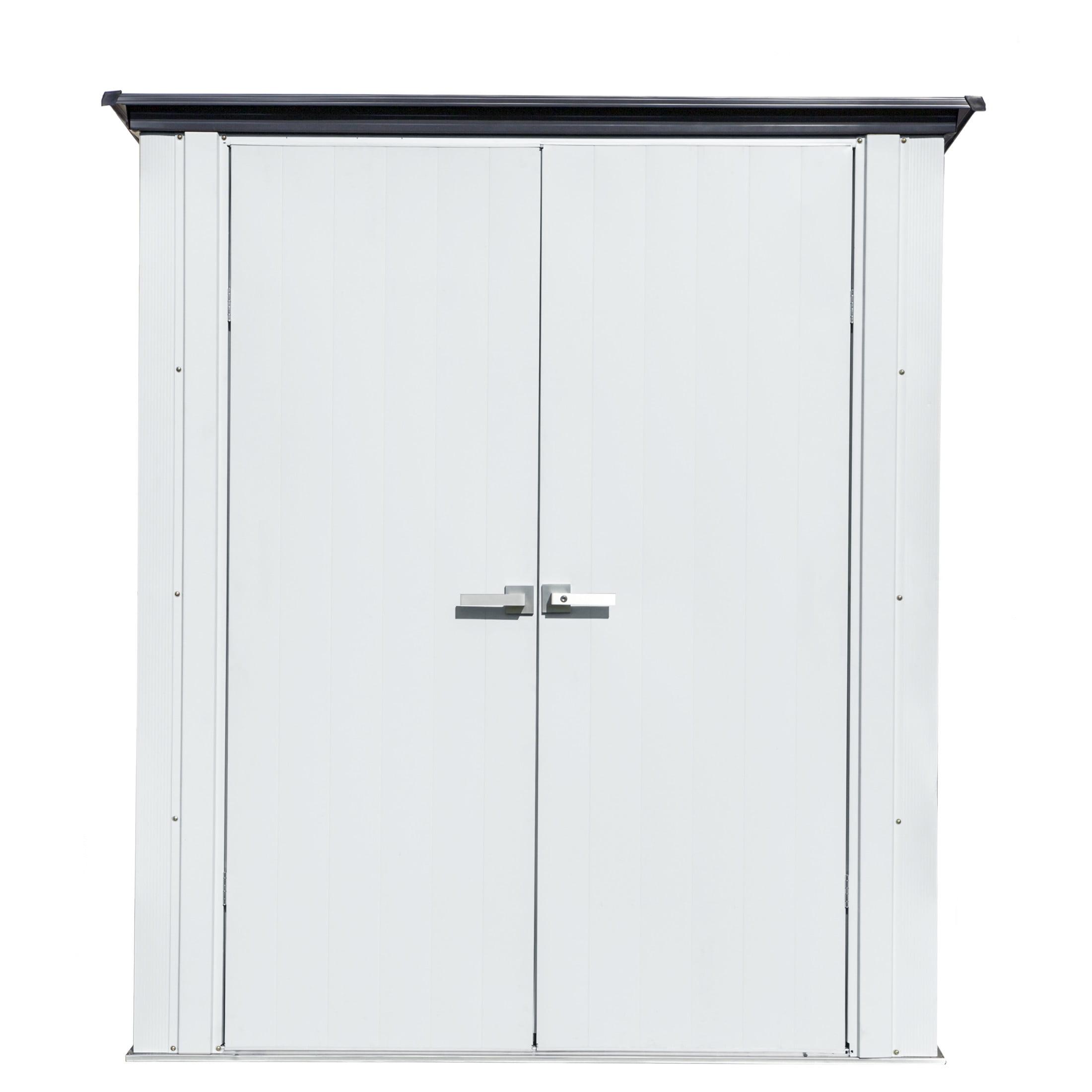 Compact Gray and Anthracite Steel Patio Storage Shed Kit