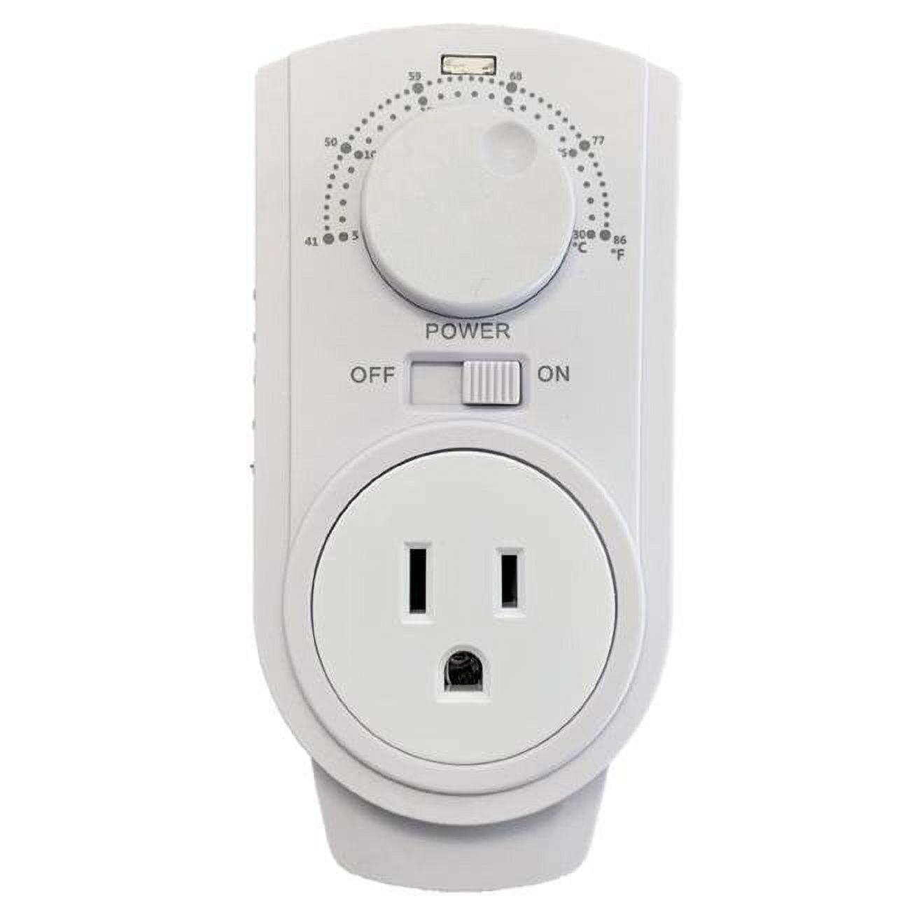 White Programmable Plug-in Thermostat for Heaters and AC