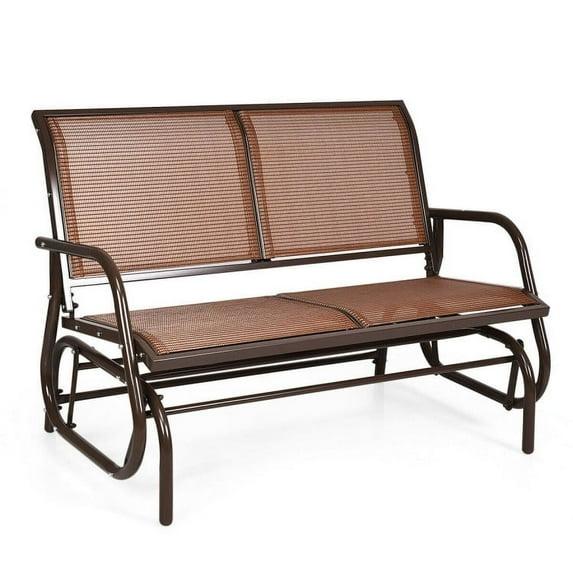 Costway 48'' Outdoor Patio Swing Glider Bench Chair Loveseat Rocker Lounge Backyard Brown