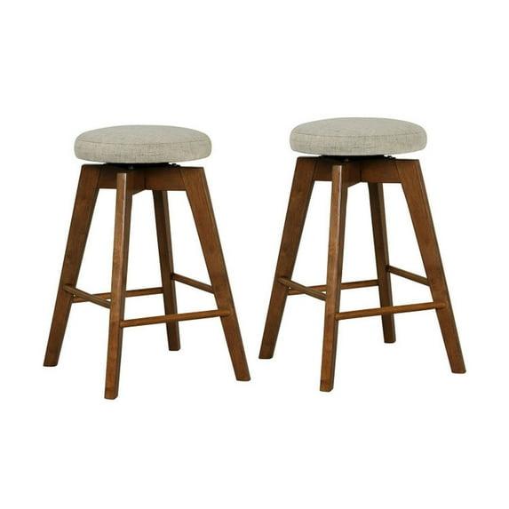Costway Set of 2 Swivel Bar Stools Upholstered Counter Height Chairs with  Rubber Wood Legs