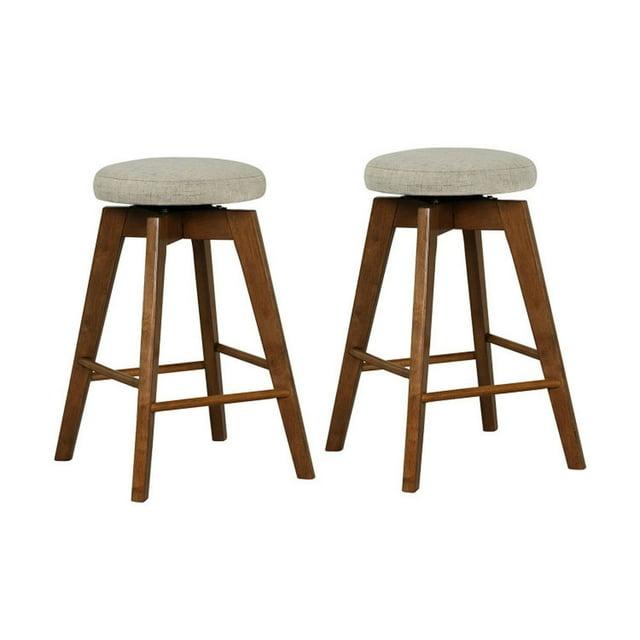 Costway Set of 2 Swivel Bar Stools Upholstered Counter Height Chairs with  Rubber Wood Legs