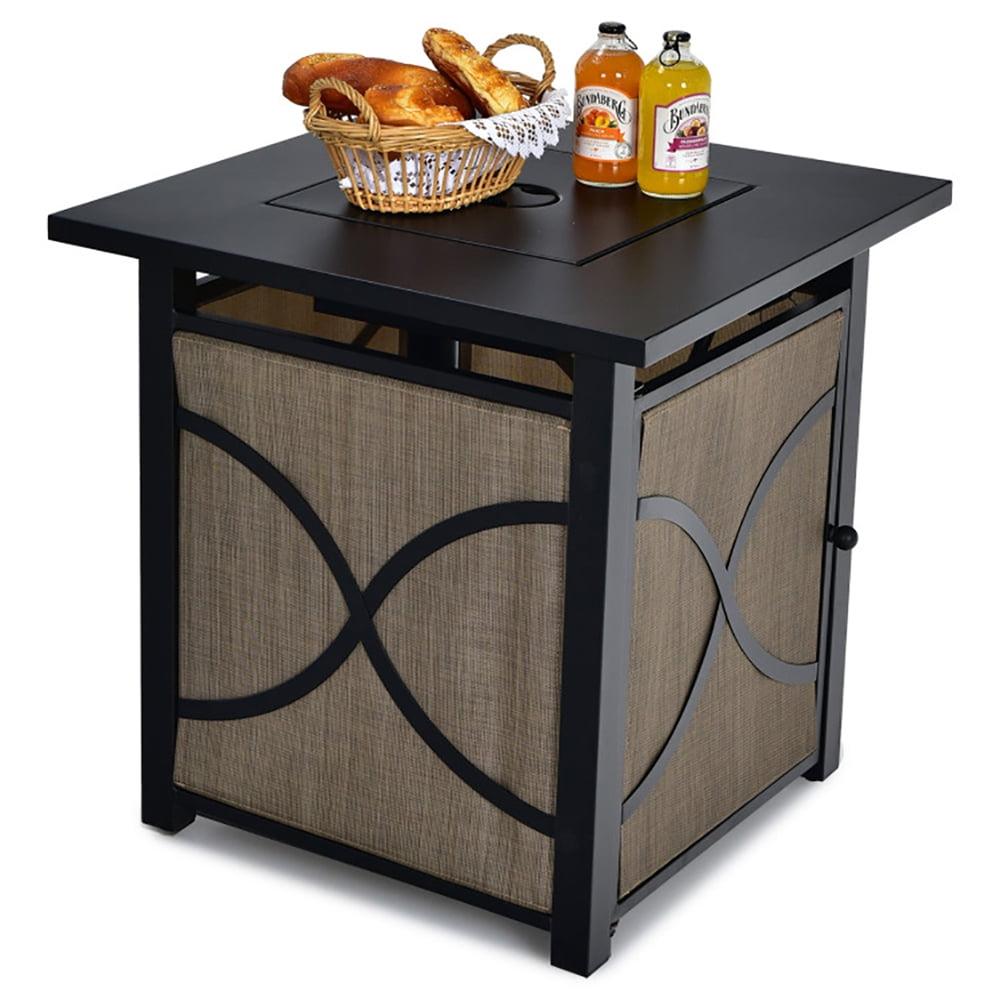 Topcobe 25" 40000 BTU Propane Fire Pit Table with Lid and Fire Glass, Fire Pits & Outdoor Fireplaces, Backyard Furniture
