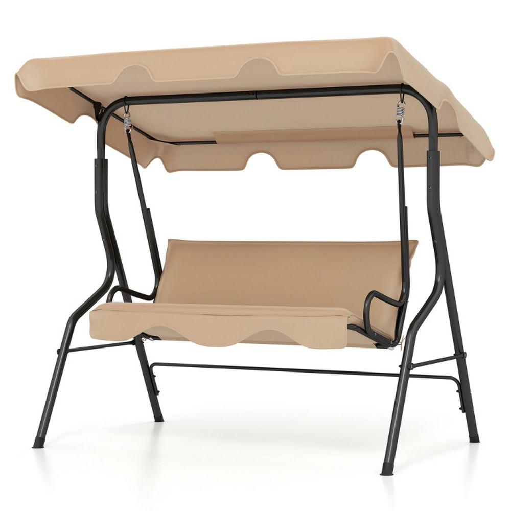 Arlmont & Co. Arlmont & Co. Patio 3 Seats Canopy Swing Glider Hammock Steel Frame Cushioned Backyard