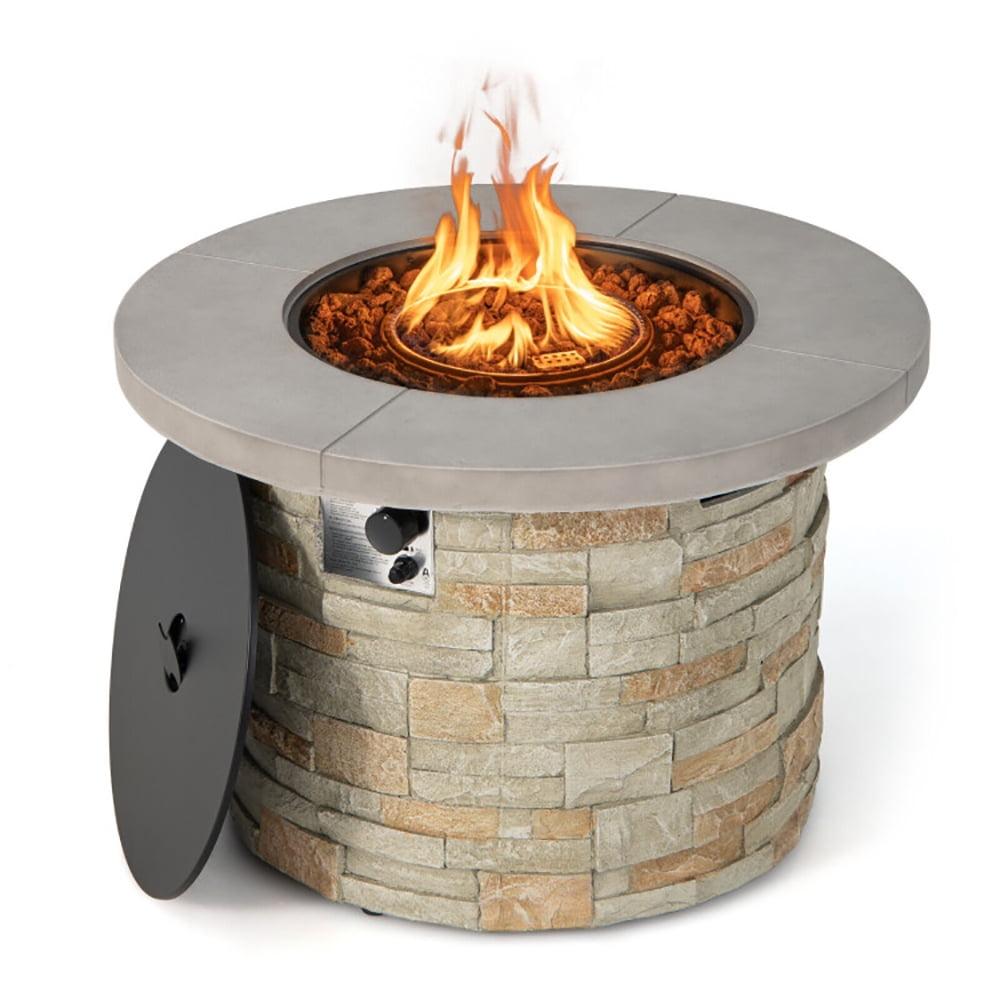 17 Stories Round Ore Powder, Steel, Stainless Steel, PVC Propane Smokeless Fire Pit Table with Hidden Fuel Tank