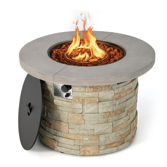 17 Stories Round Ore Powder, Steel, Stainless Steel, PVC Propane Smokeless Fire Pit Table with Hidden Fuel Tank