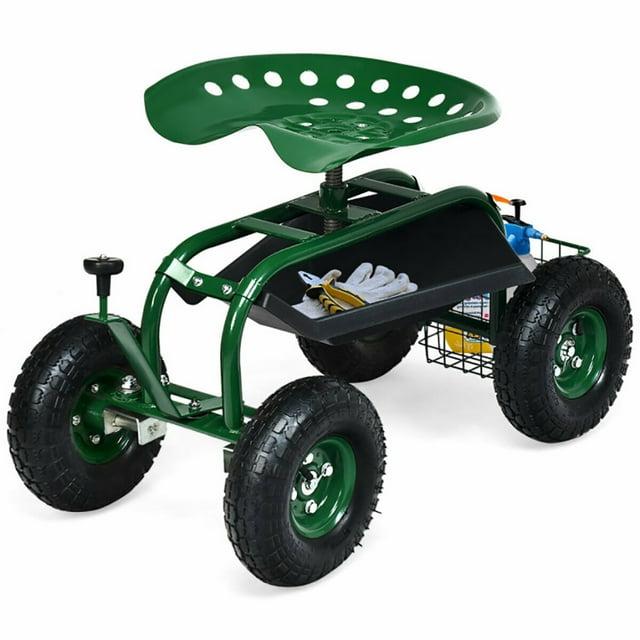 Spaco 4-Wheel Rolling Garden Cart Work Seat, Wagons Carts, Carts with Wheels, Utility Cart