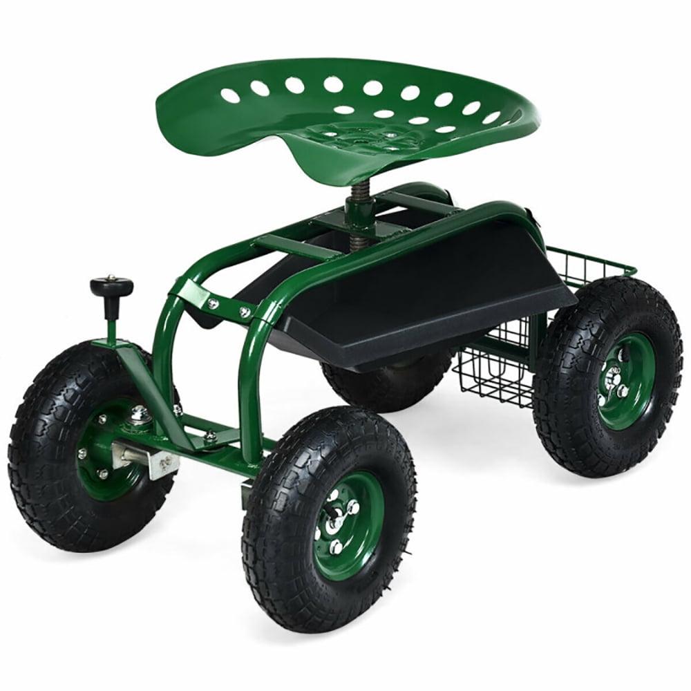 Spaco 4-Wheel Rolling Garden Cart Work Seat, Wagons Carts, Carts with Wheels, Utility Cart