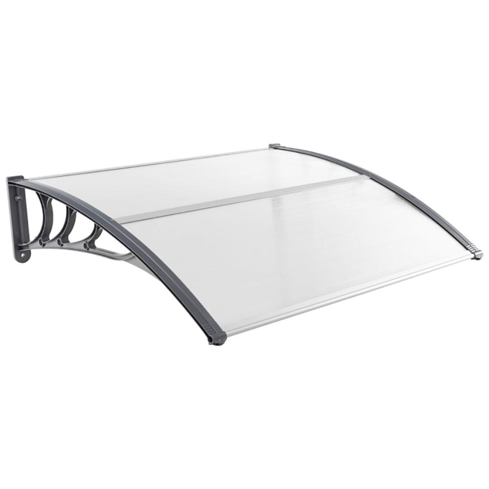 48" x 40" Window Awning, Awnings for Doors, with Hollow Sheet, Rain Snow Sunlight, Outdoor Awning Canopy Exterior for Porch, Deck, Patio, Balcony, Gray
