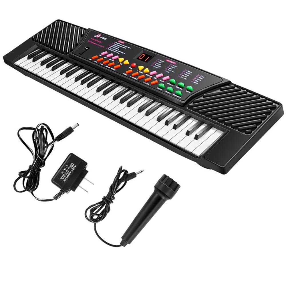 54-Key Black and White Electronic Keyboard with Microphone