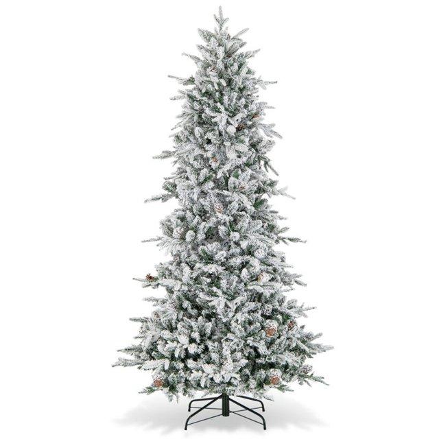 Fraser Hill Farm Fraser Hill Farm Flocked Mountain Pine Christmas Tree with LED Lights