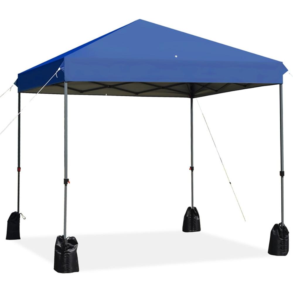 Costway 8x8 FT Pop up Canopy Tent Shelter Wheeled Carry Bag 4 Canopy Sand Bag Blue
