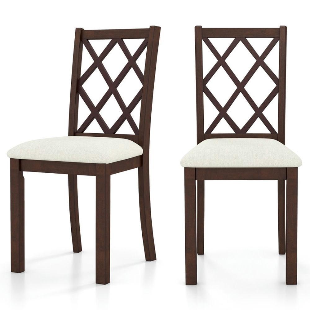 Spaco Dining Chair Set of 2 Wood Kitchen Chairs with Upholstered Seat Cushion and Rubber Wood Legs-Brown, Lounge Chair, Dining Room Chair for Kitchen, Dining, Bedroom, Living
