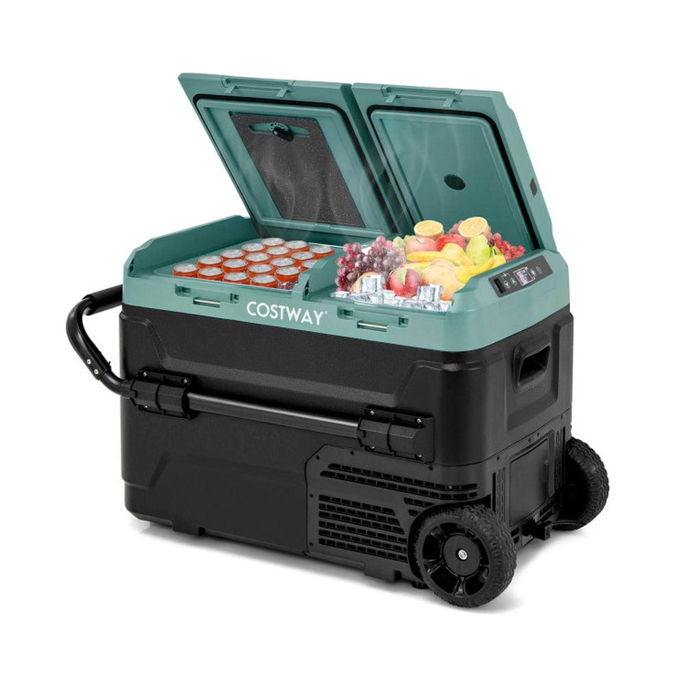 Spaco Dual Zone 12V 42QT Car Refrigerator for Vehicles Camping Travel Truck RV Boat Outdoor and Home Use, Outdoor Fridge Freezer for Camping Travel-Green