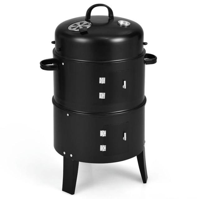 Spaco Grill, Outdoor BBQ Grill,3-in-1 Charcoal BBQ Grill Cambo with Built-in Thermometer