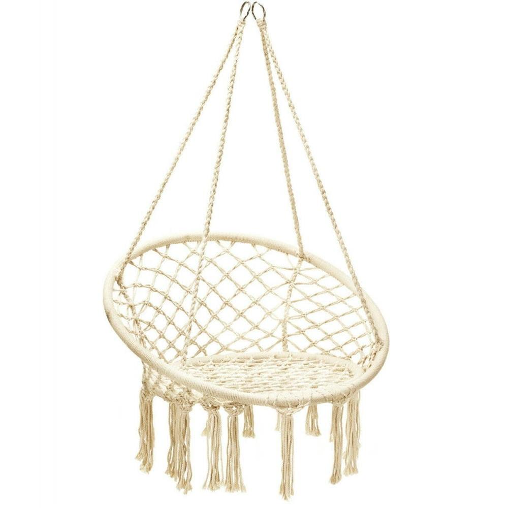 Costway Hanging Hammock Chair Macrame Swing Handwoven Cotton Backrest Garden