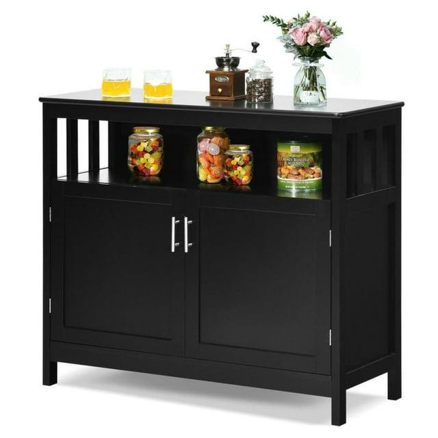 Costway Kitchen Buffet Server Sideboard Storage Cabinet w/2 Doors & Shelf Black