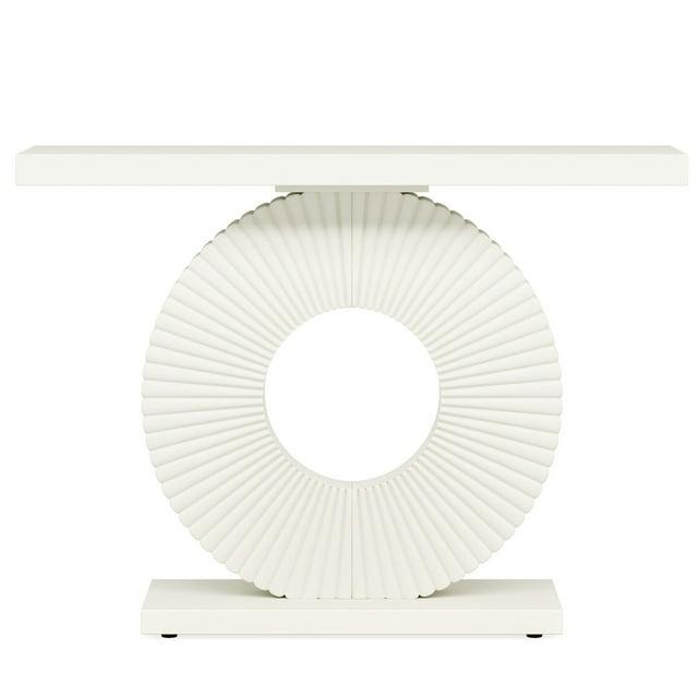 Resenkos Entryway Table, Console Sofa Table,Modern Console Table 40" Wood Sofa Table with Geometric Base,White