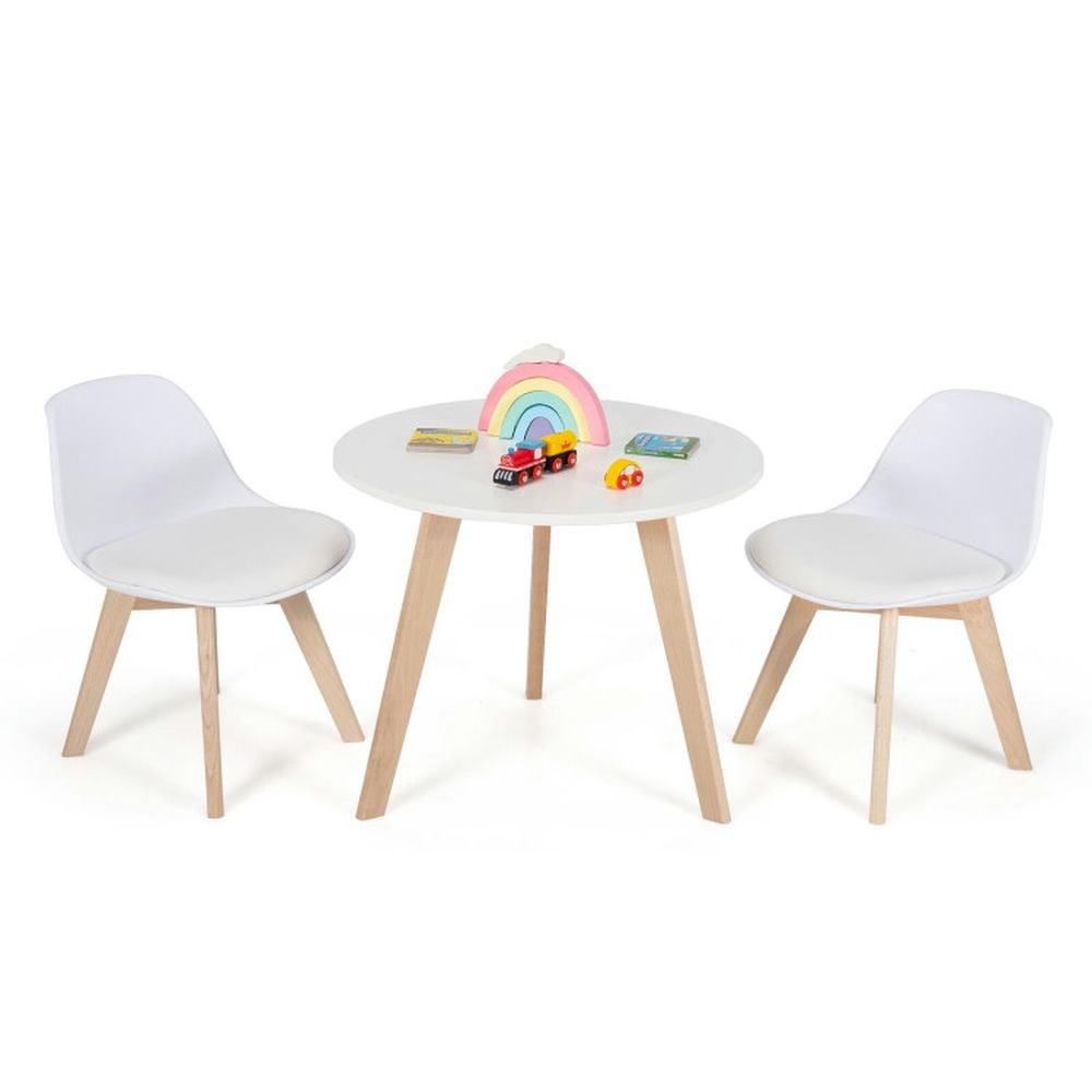 White and Beech Wood Kids Activity Table and Chair Set