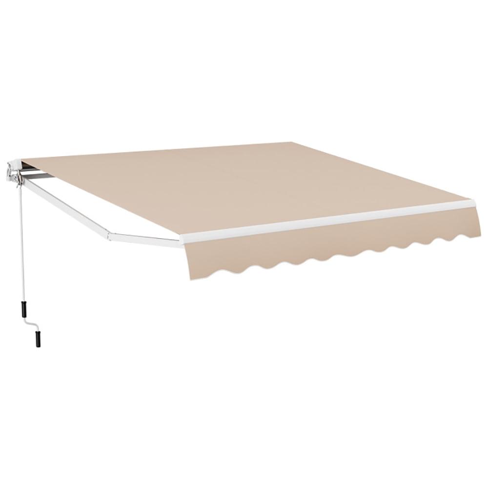 Beige Aluminum Manual Retractable Patio Awning 10'x8'