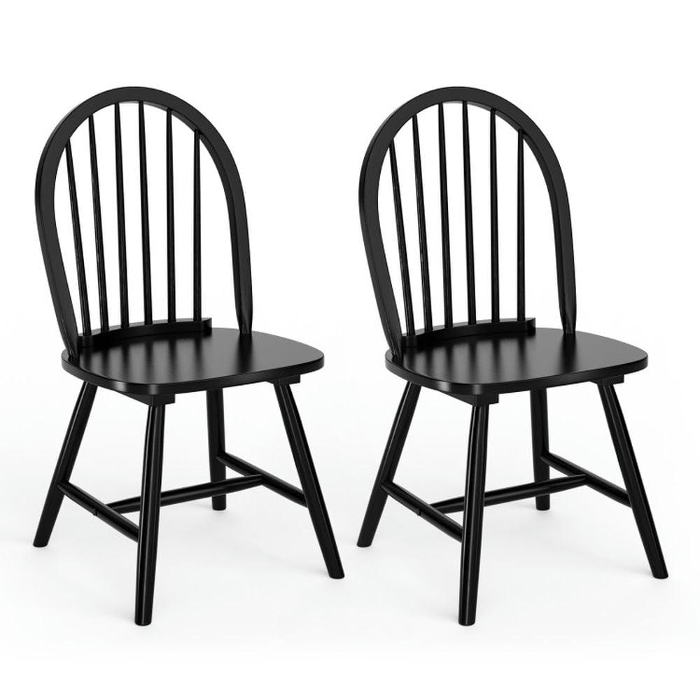 Kadyn Bar Stools Chair,Kitchen Dining Stool Chairs,Dining Chair,Set of 2 Vintage Windsor Wood Chair with Spindle Back for Dining Room-Black