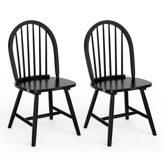 Kadyn Bar Stools Chair,Kitchen Dining Stool Chairs,Dining Chair,Set of 2 Vintage Windsor Wood Chair with Spindle Back for Dining Room-Black