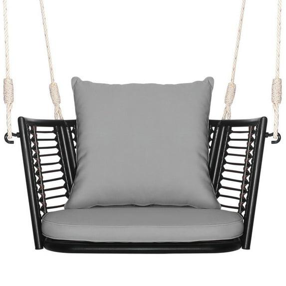 Arlmont & Co. Arlmont & Co. Patio Hanging Rattan Basket Chair Swing Hammock Chair With Seat Cushion