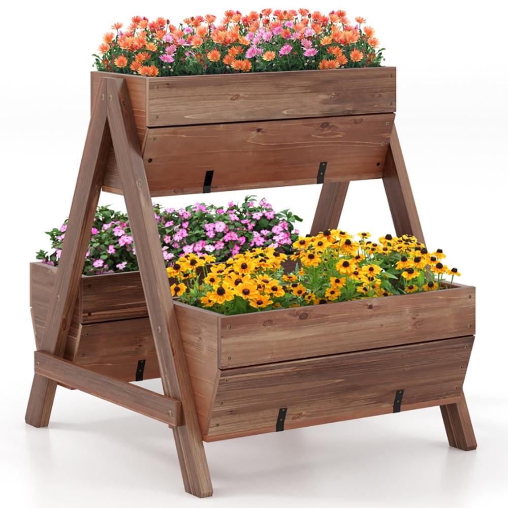 Spaco Vertical Raised Garden bed with 3 Wooden Planter Boxes-S, Outdoor Elevated Flower Box for Backyard/Patio/Gardener