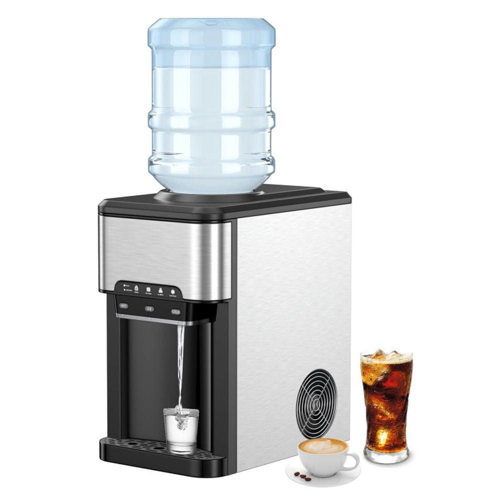 Kepooman Water Cooler Dispenser 3-in-1 with Built-in Ice Maker and 3 Temperature Settings-Silver